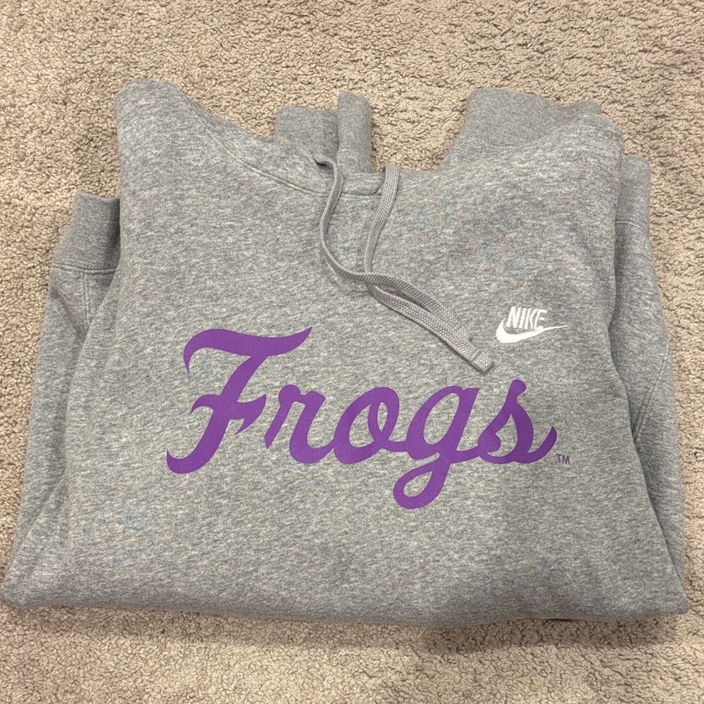 Nike Gray Hoodie with Purple Frogs (TCU)